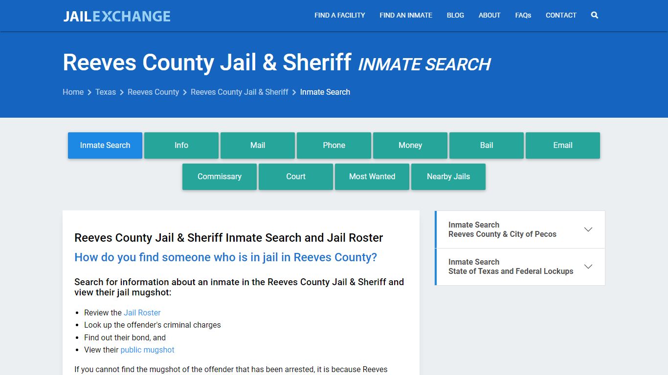 Reeves County Jail & Sheriff Inmate Search - Jail Exchange